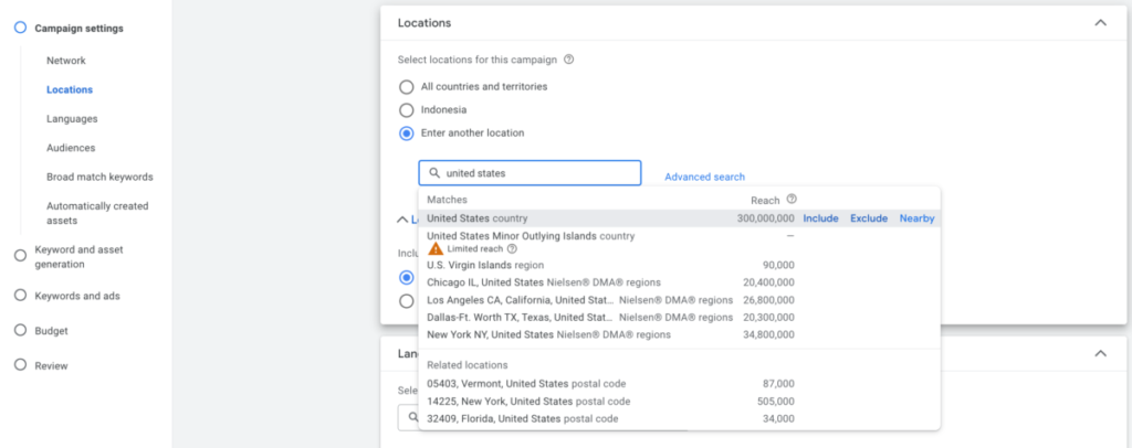 google ads campaign creation dashboard