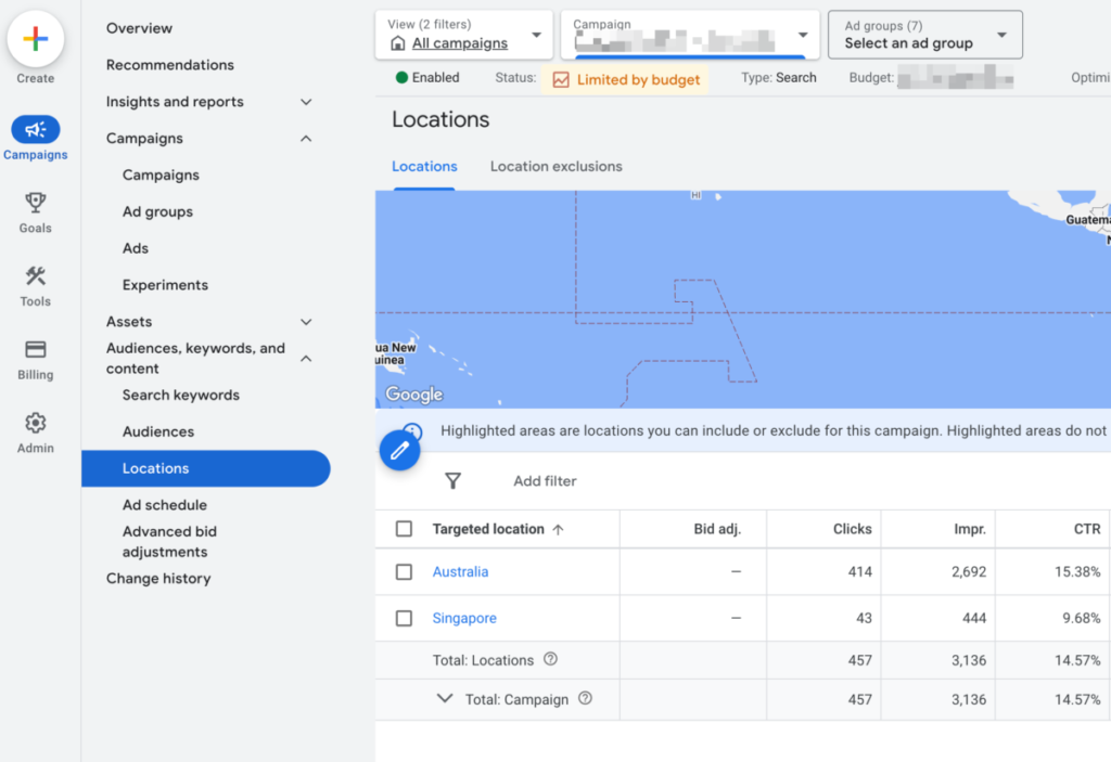 google ads location bidding